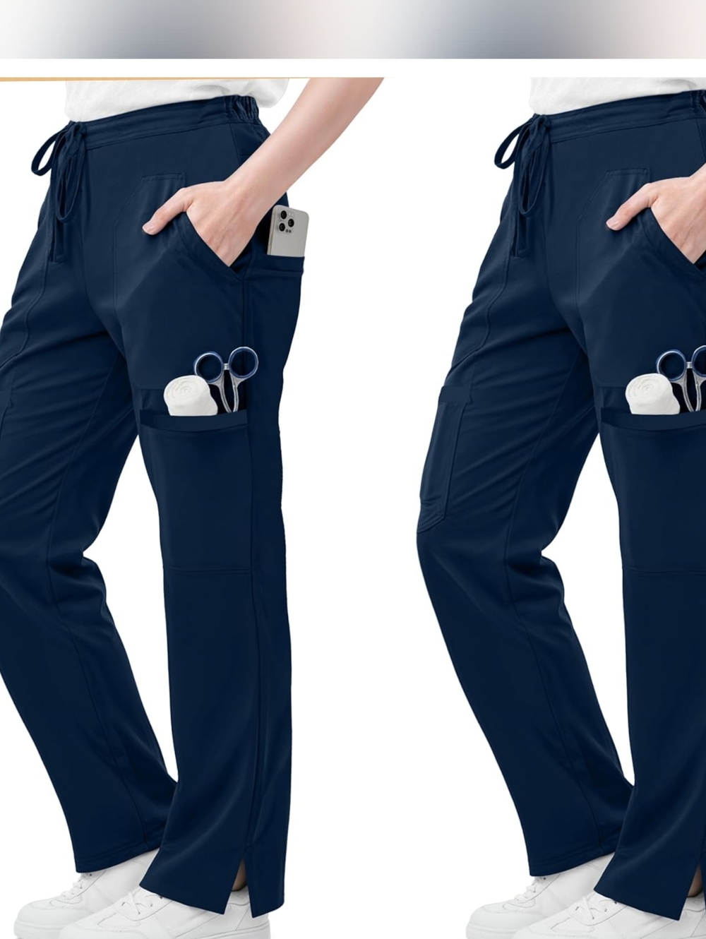NWT 2 Pack NY Threads Scrub Pants for Women Relaxed Fit, Mid Rise 5 Pockets